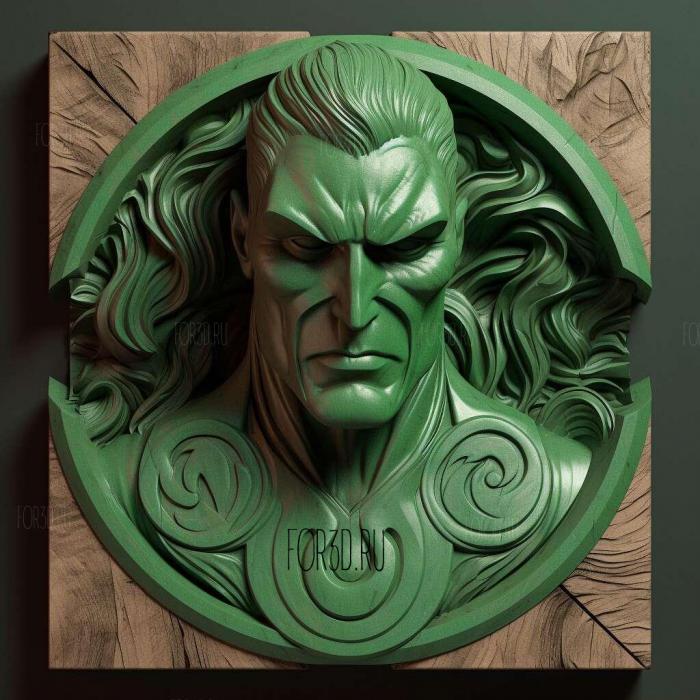 Green Lantern 3 stl model for CNC